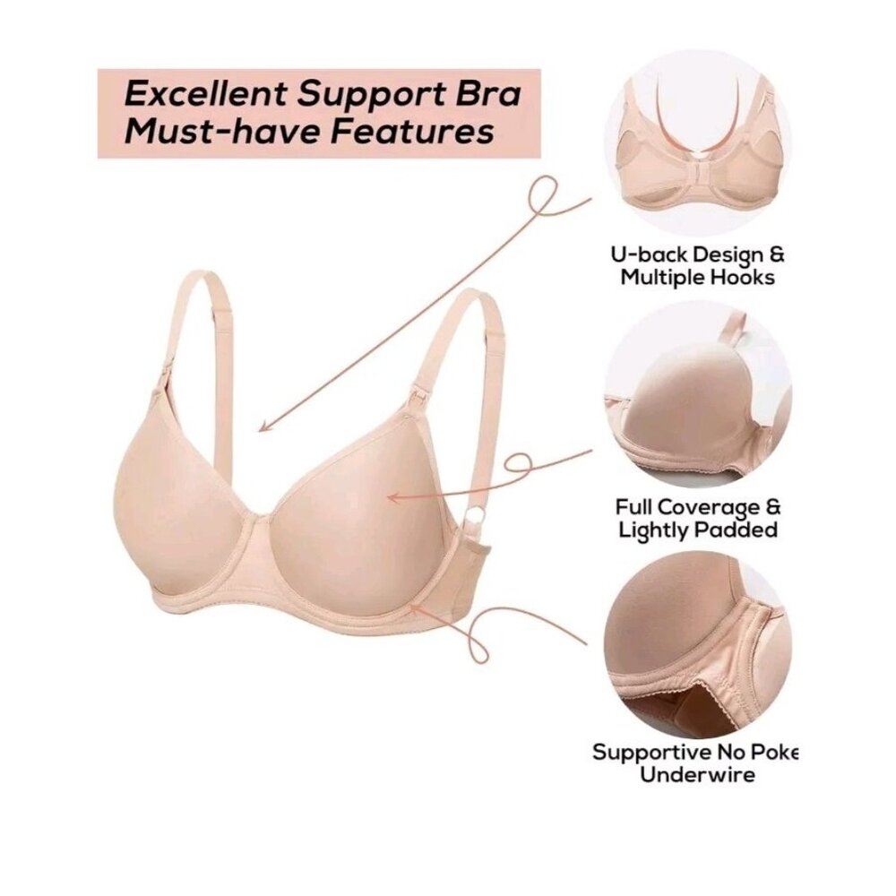 Gratlin Women 32F Underwire Nursing Bra Full Coverage Padded Blueberry A010S NWT - Picture 4 of 7